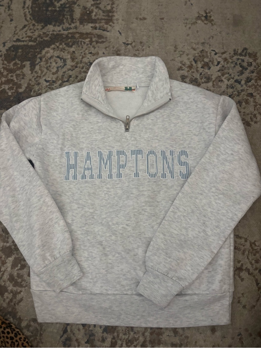 Hamptons Embroidered Quarter-Zip Sweatshirt - Light Heather Gray